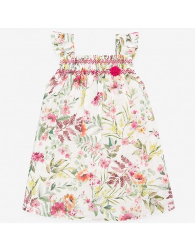 VESTIDO ESTAMPADO CON NIDO DE ABEJA HAWAI PAZ RODRIGUEZ
