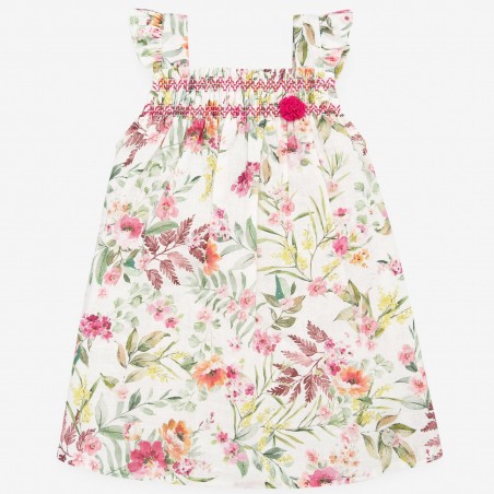 VESTIDO ESTAMPADO CON NIDO DE ABEJA HAWAI PAZ RODRIGUEZ