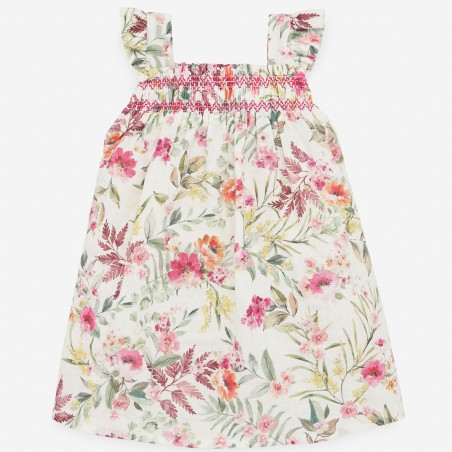 VESTIDO ESTAMPADO CON NIDO DE ABEJA HAWAI PAZ RODRIGUEZ