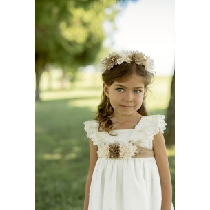 Vestido Niña Ceremonia Plumeti Blanco con Puntilla Julietas