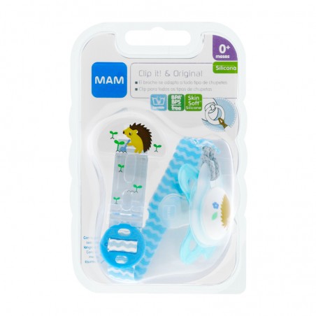 BROCHE CHUPETE CLIP ITy CHUPETE ORIGINAL 0+ SILICONA S224 AZUL