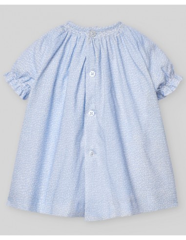 Vestido niña azul con nido de abeja y lazo VENTO PAZ Rodríguez