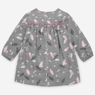 VESTIDO INFANTIL ESTAMPADO PLUMAS 35136 PAZ RODRIGUEZ 2